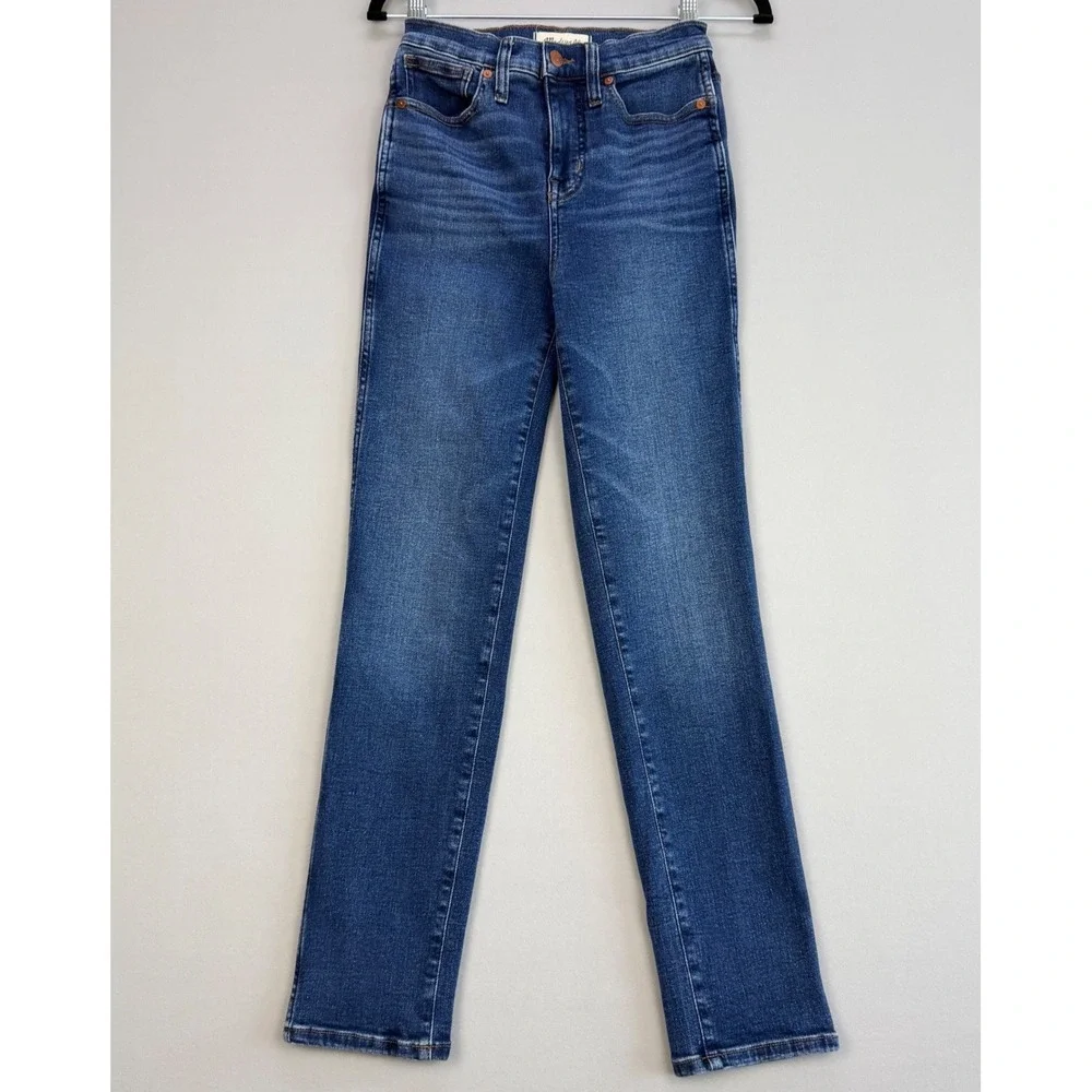 Madewell Stovepipe Jeans High Rise Straight Leg Blue Denim Size 25
